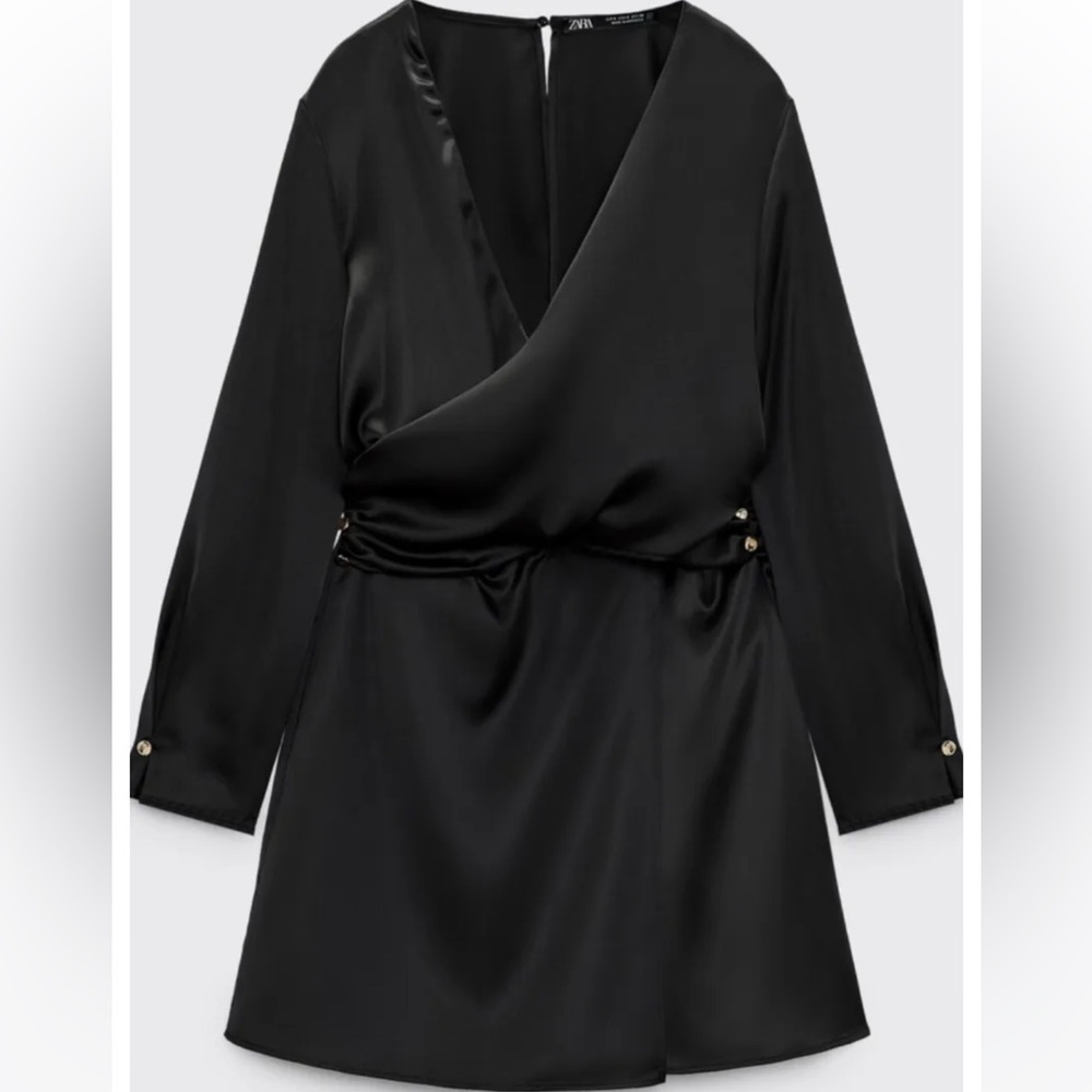 NWT Zara Satin Effect Wrap Jumpsuit in size small - Picture 4 of 6